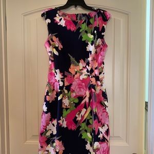 Navy and pink floral dress